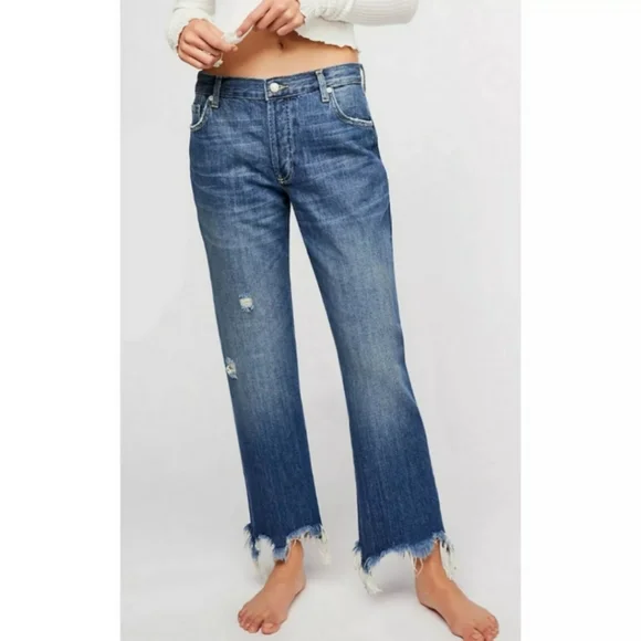 FREE PEOPLE Maggie Mid-Rise Straight-Leg Jeans Womens size 24 - Picture 2 of 5